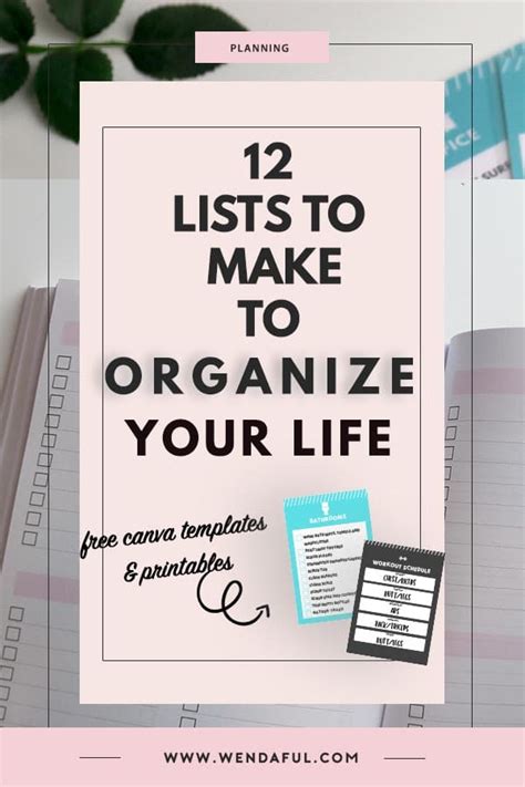 12 Lists To Make To Organize Your Life Wendaful Planning