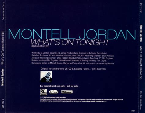 Highest Level Of Music Montell Jordan Whats On Tonight Promo Cds 1996