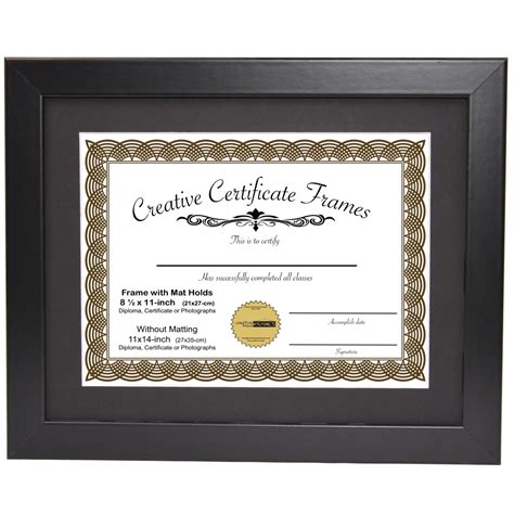 Black Diploma Frame With Mat Displays 85x11 Inch With Mat Etsy Canada