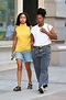 Yara Shahidi Straps Into Chunky Velcro Sandals & Yellow Lettuce Top ...