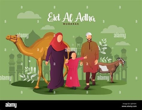 Vector Illustration Of People Celebrating Eid Al Adha Of Islam Religious Holiday Festival Eid