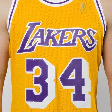 Koszulka Mitchell And Ness Los Angeles Lakers 34 Shaquille Oneal Yellow