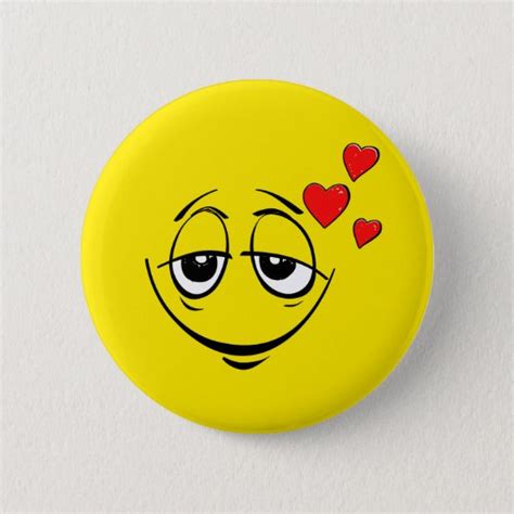 Love Drunk Happy Face Emoji Pinback Button