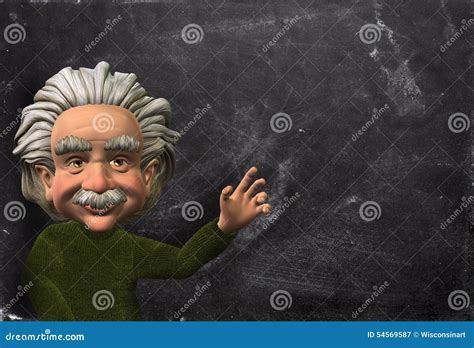 Einstein Scientist Illustration Chalkboard Background Stock