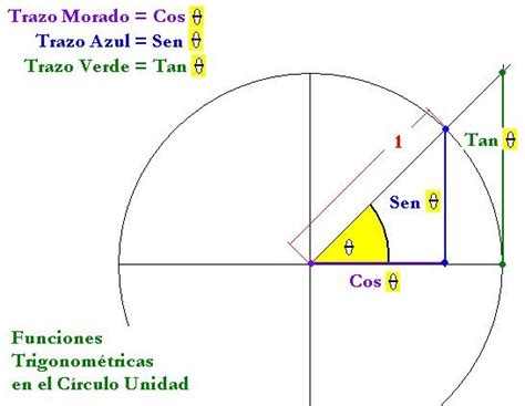 Diccionario Matematicas Funciones Trigonométricas En Círculo Unidad