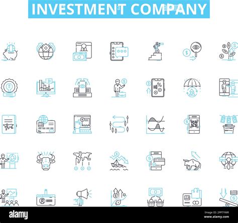 Investment Company Linear Icons Set Portfolio Dividends Stocks