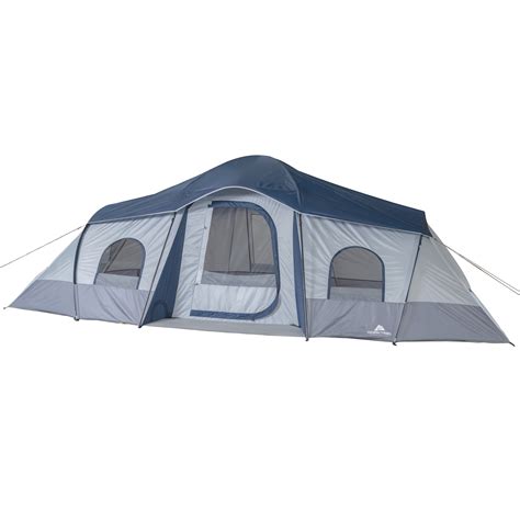 This ozark trail base camp is one of the largest camping tents on the market. Ozark Trail 10-Person 3-Room Cabin Tent, with 2 Side ...