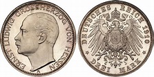 Moneda 3 Mark Hesse-Darmstadt (1806 - 1918) Plata 1910 Ernesto Luis de ...