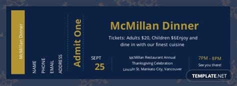 22 Free Dinner Ticket Templates Customize And Download