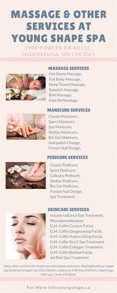 Various Services At Young Shape Mississauga Infographic Massage Therapy