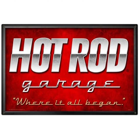 Vintage Hot Rod Garage Giant Metal Sign 36 X 24 Inches