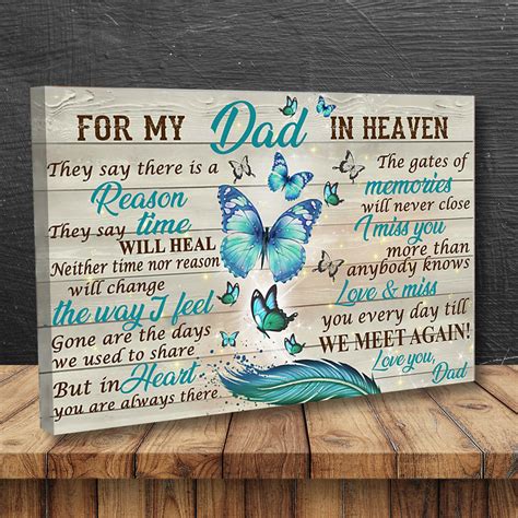 Butterffies For My Dad In Heaven Canvas In Loving Memory Dad Etsy