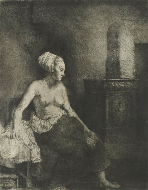 Mitad Mujer Desnuda En Una Estufa Rembrandt Van Rijn