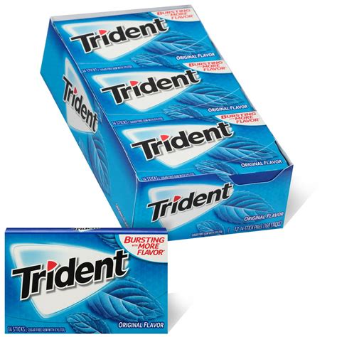 Trident Original Flavor Sugar Free Gum 12 Packs Of 14 Pieces 168