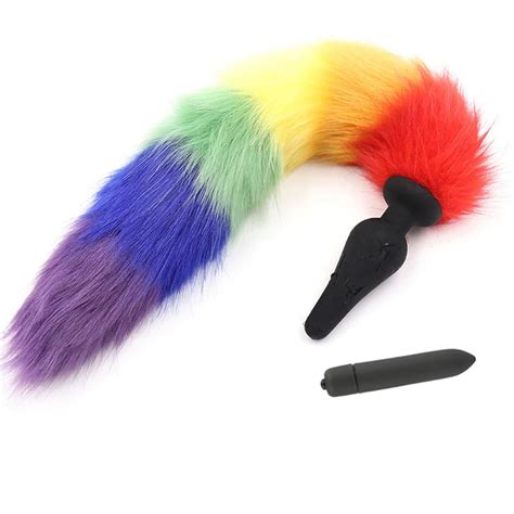 Erotic Frequency Vibrator Colorful Tail Butt Plug Anal Dildo Plug