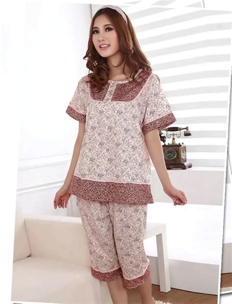 Lz Summer Short Sleeve Sleepwear Plus Size Xxxl Knitted 100 Cotton Womens Lounge Sleepwear