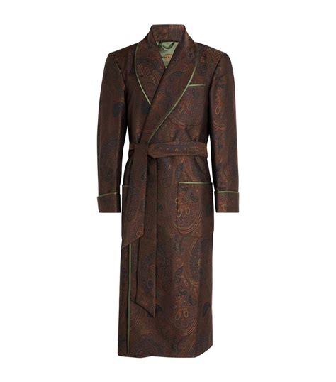 mens daniel hanson green silk jacquard paisley robe harrods {countrycode}