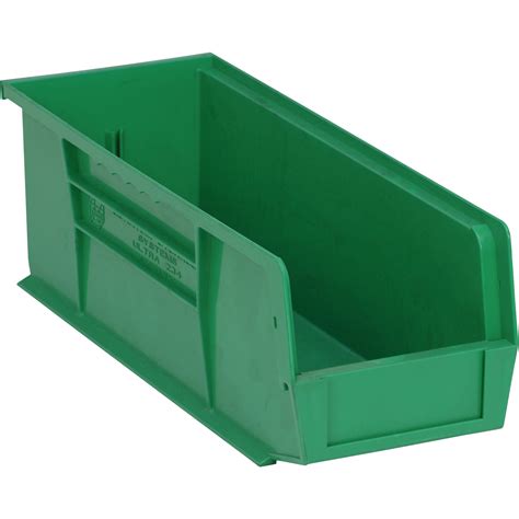 Stack these bins to maximize your space. Quantum Storage Heavy Duty Stacking Bins — 14 3/4in. x 5 1/2in. x 5in. Size, Green, Carton of 12 ...