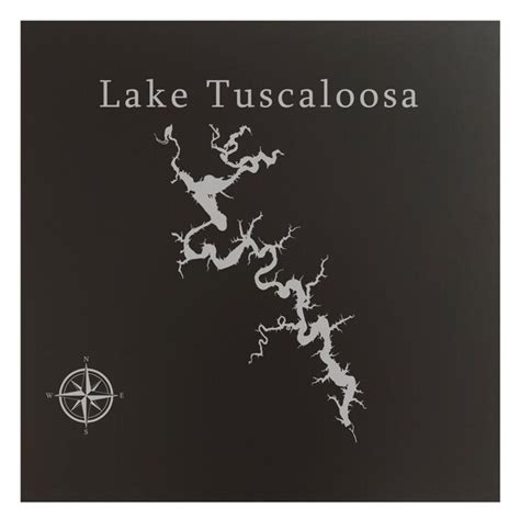 Lake Tuscaloosa Map Wall Art Office Decor T Engraved Etsy