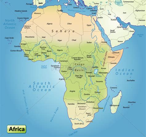 Karte Von Afrika Als Übersichtskarte Lizenzfreies Bild 10655039