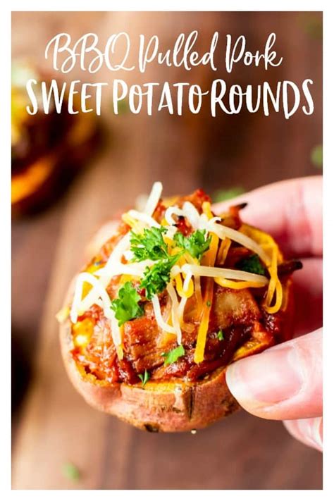 Barbecue Pulled Pork Sweet Potato Rounds Recipe Delicious Little Bites