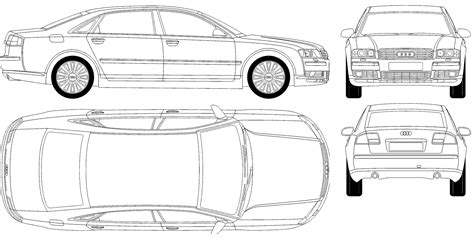 2003 Audi A8 D3 Typ 4e L Sedan Blueprints Free Outlines