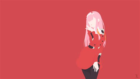 Darling In The Franxx Zero Two Wearing Red Dress With Background Of Red