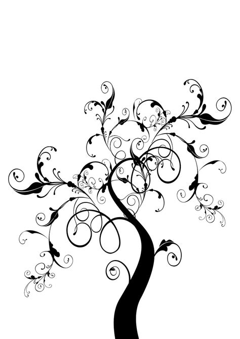 Black family metal wall decor with swirl design. Black Paint Family Tree Mural Design Swirly Fancy Silhouette | Black, white tree, Tree of life ...