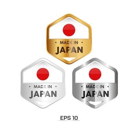 made in japan label stamp badge or logo with the national flag of japan on platinum gold