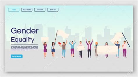 Gender Equality Landing Page Template Premium Vector