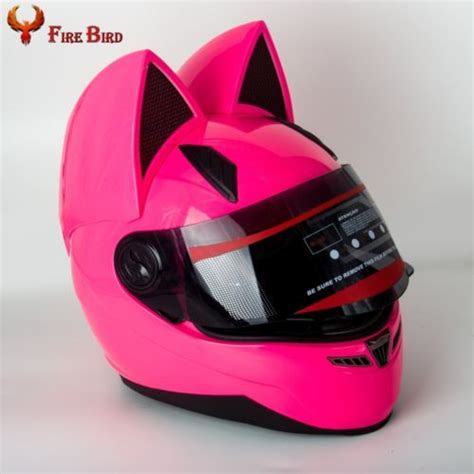Pink Cute Full Face Motorcycle Helmets M L Xl Xxl With Poke Cat Ear