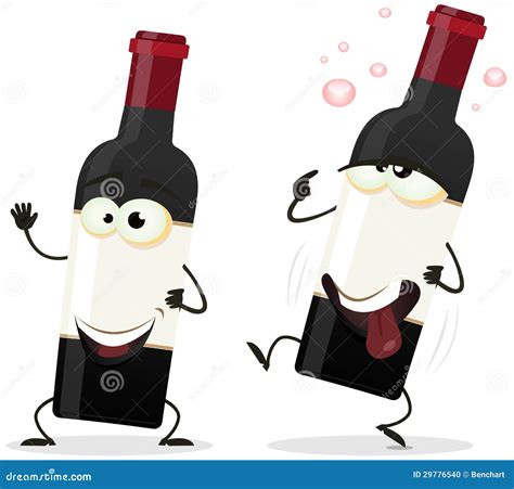 Happy And Drunk Red Wine Bottle Character Stock Vector Illustration