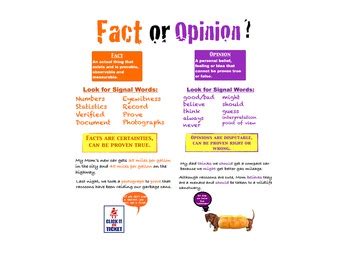 This is a lesson plan on identifying opinions using signal words. Fact and Opinion Poster with examples/ signal words! by ...