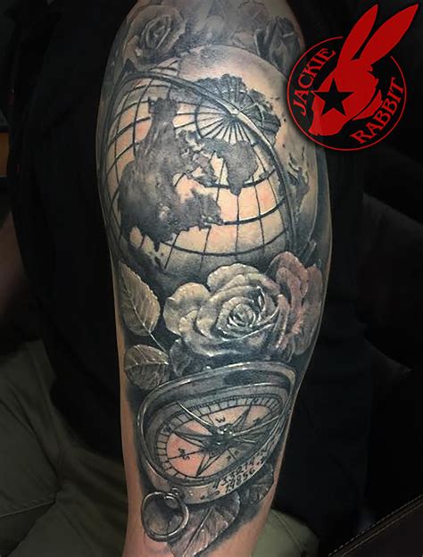 3d Globe Compass Travel Tattoo By Jackie Rabbit By Jackierabbit12 On