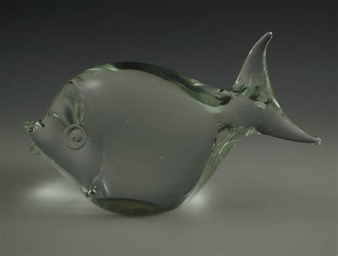 Mid Century Licio Zanetti Glass Murano Fish Figurine Signed Glass