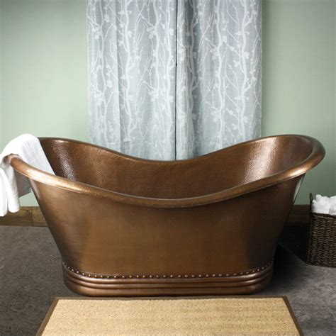 Highpoint Collection 66 Inch Copper Double Slipper Soaking Bathtub