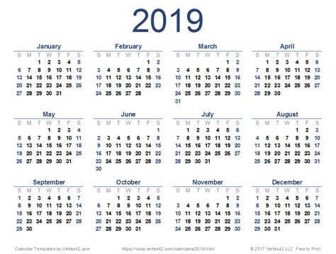Pdf Télécharger 2019 Calendar Pdf Printable Gratuit Pdf