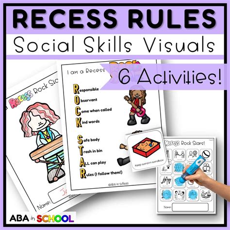 Recess Rules And Behavior Social Skills Visuals Playground Expectations Aba In School