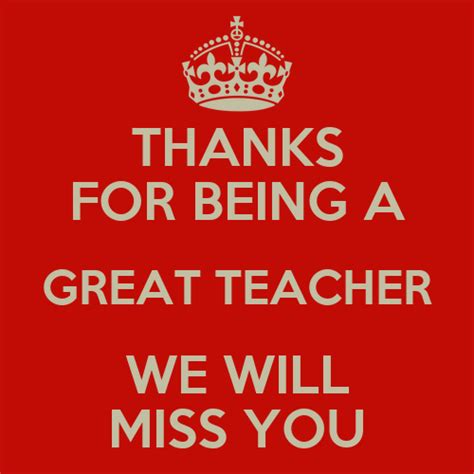 Thanks For Being A Great Teacher We Will Miss You Poster Radhika