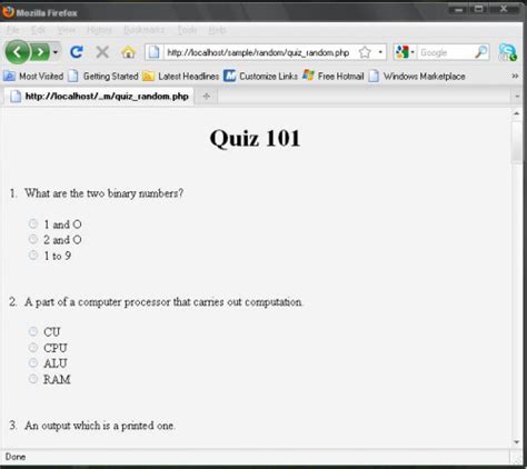 Below you will find answers to one of the quizzes, to save you time and hassle. Random PHP Quiz and Result | Free source code, tutorials ...