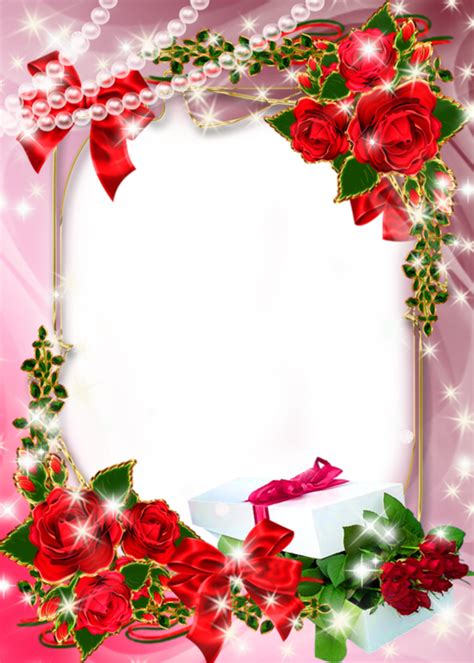 Beautiful Pink Transparent Photo Frame With Roses And T Gallery