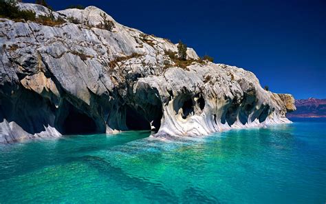 Nature Landscape Chile Lake Cave Rock Erosion Water Turquoise Wallpaper