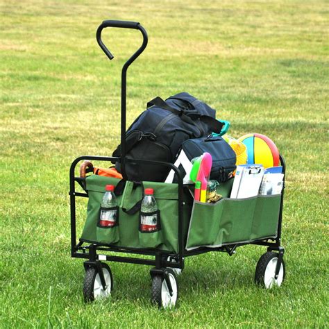 Utility Wagon Collapsible Folding Wagon Cart With Drink Holder Heavy