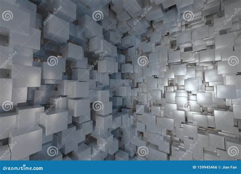 The Room Made Of Cubes In Three Dimensional Space 3d Rendering Stock