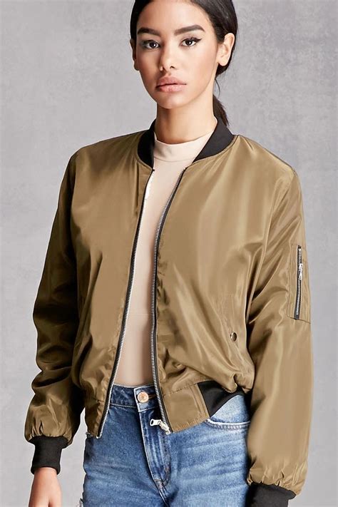 A Satin Bomber Jacket Featuring A Shearling Lining Long Sleeves With A
