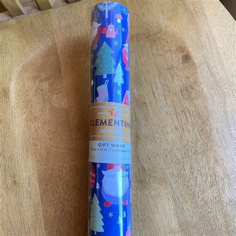 Clementine Paper Gnome Mushrooms Blue Christmas Wrapping T Wrap Roll Nwt Ebay