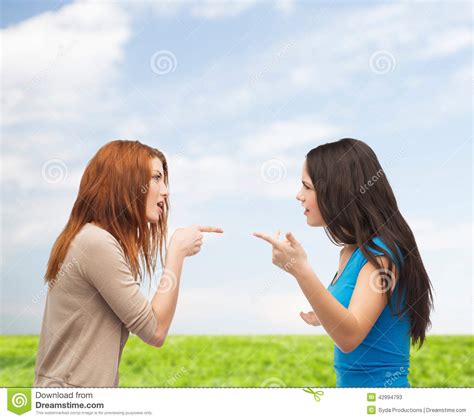 Two Teenagers Having a Fight Stock Image - Image of angry, girls: 42994793