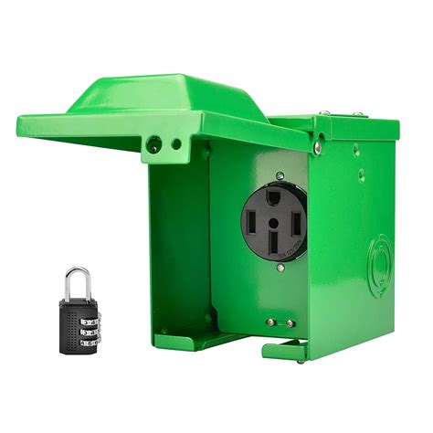 rvingpro 50 amp 125 250 volt rv ev power outlet box enclosed lockable weatherproof outdoor