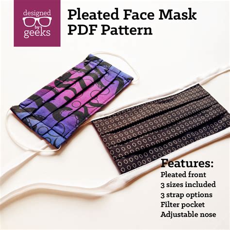 Normal face mask type b: Pleated Face Mask Sewing Pattern PDF - SoFontsy