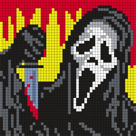 Ghostface From Scream 50 X 50 Square Grid Pattern Pixel Art Grid